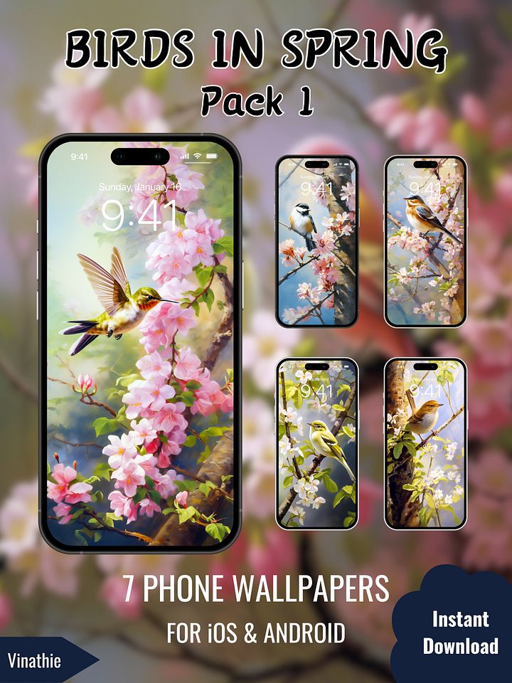 Birds in Spring | Pack 1 | Phone Wallpaper product image (1)