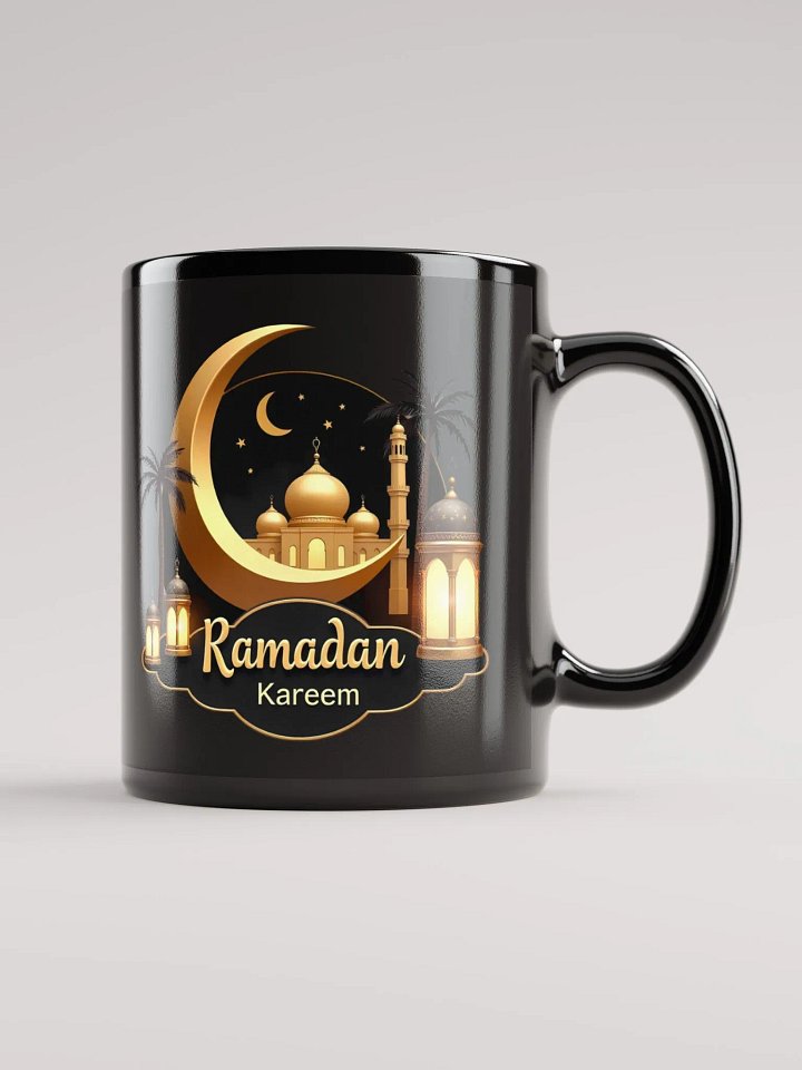 Glossy Black Ramadan Kareem Mug – Gold Elegance for the Holy Month product image (2)