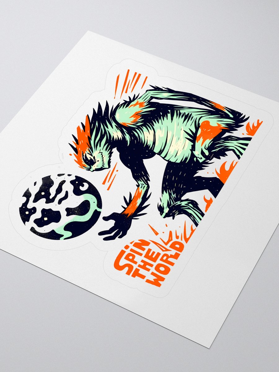 Fiery Beast Spins the World: Cosmic Art Sticker product image (7)
