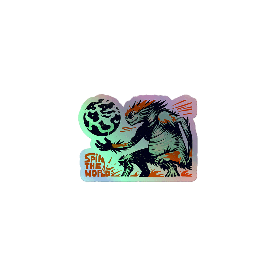 Fiery Beast Spins the World: Cosmic Art Holographic Sticeker product image (1)