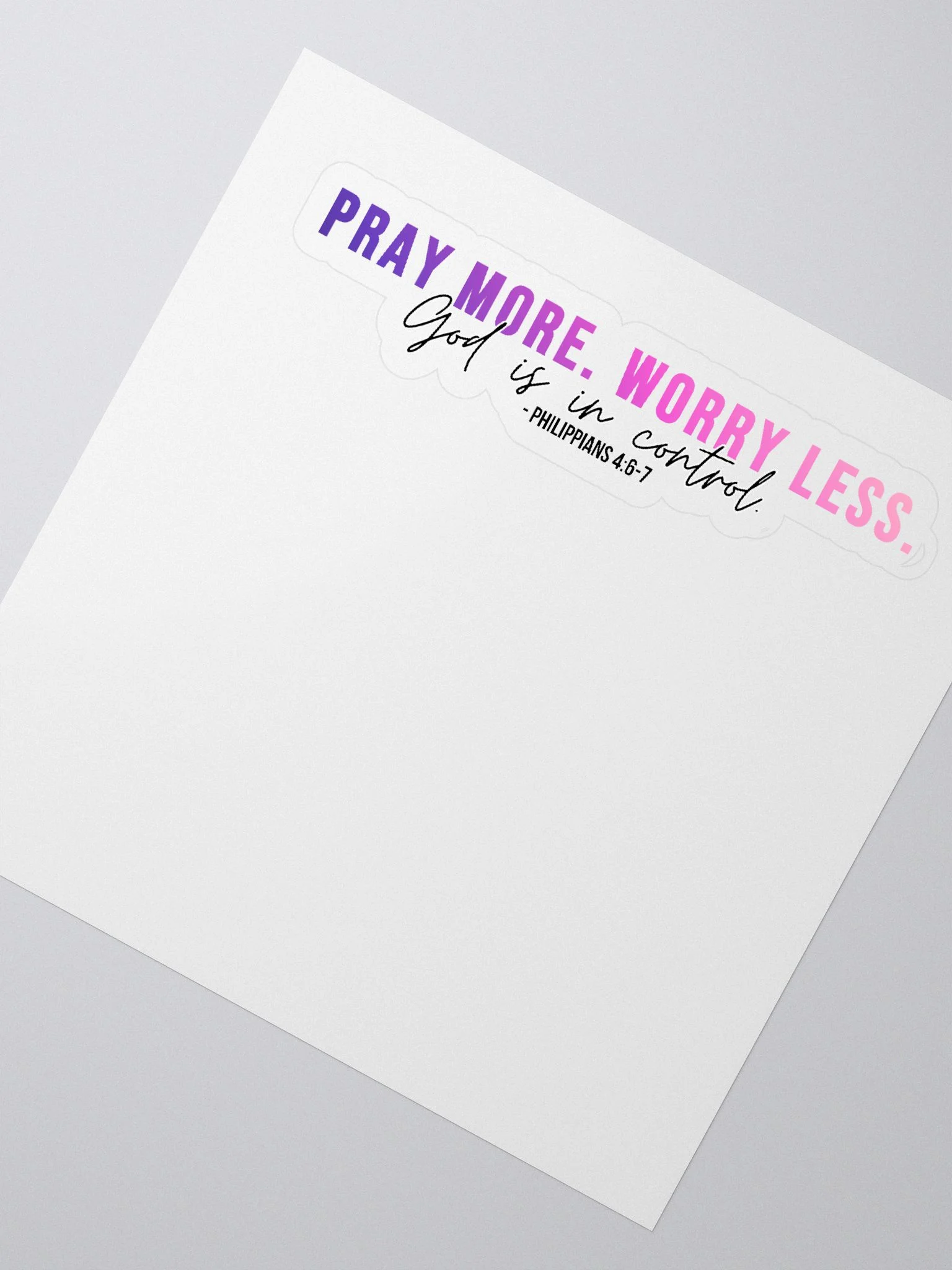 Pray More Worry Less 1.0 Sticker - Pink Gradient Text product image (2)
