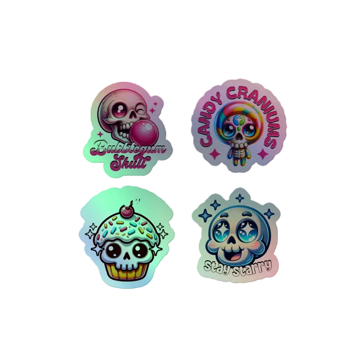 set of 4 Candy Skull Holographic Sticker Set product image (2)