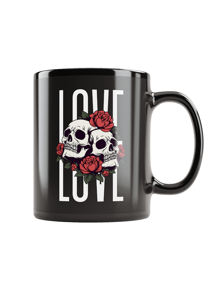 Roses & Skulls Black Coffee Mug product image (1)