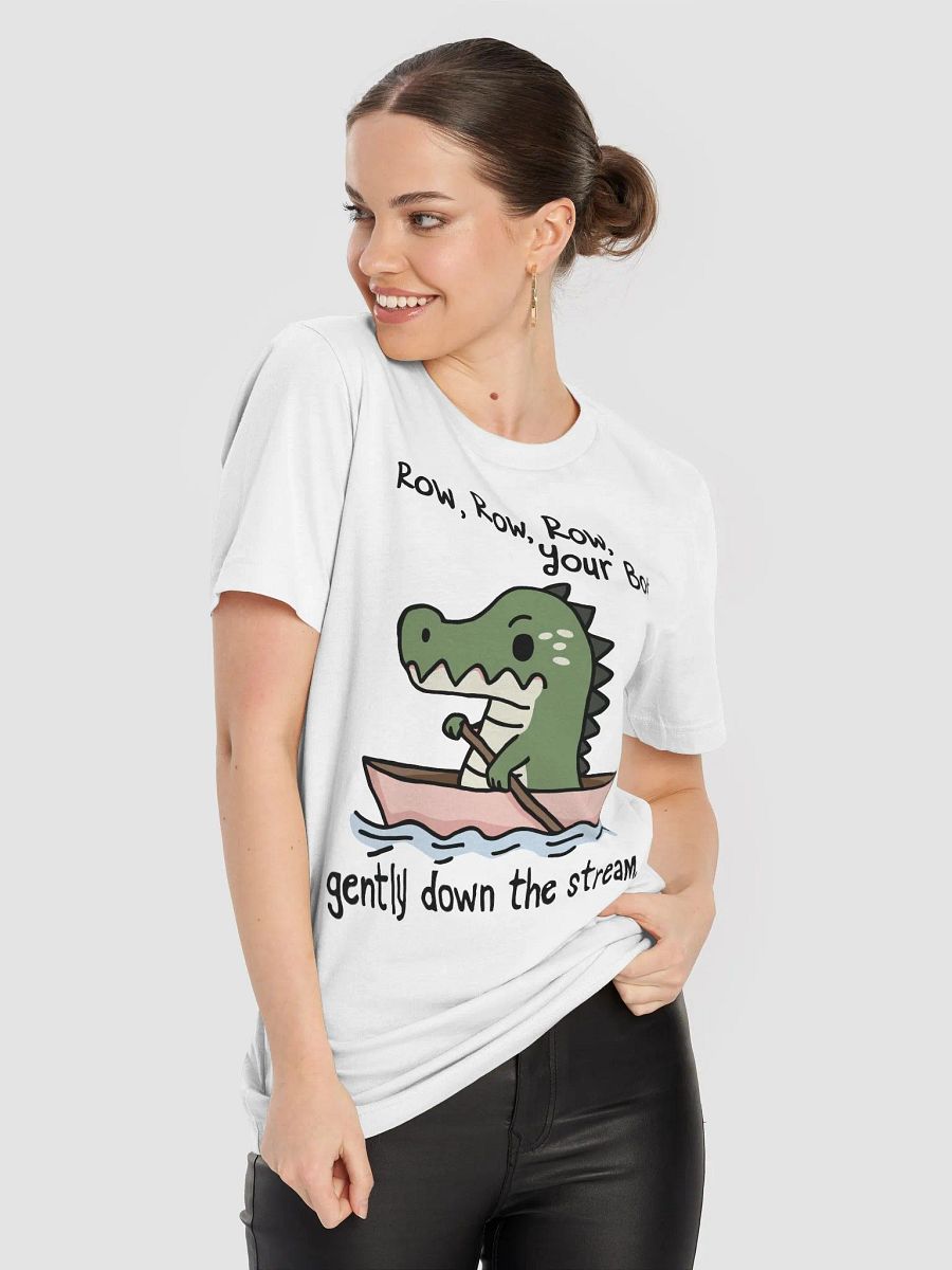 Cute Crocodile Row Row Your Boat T-Shirt, Fun Kids T-Shirt, Unique Graphic Tee, Cartoon Crocodile Shirt, Adorable Boat Design Classic Tee product image (27)