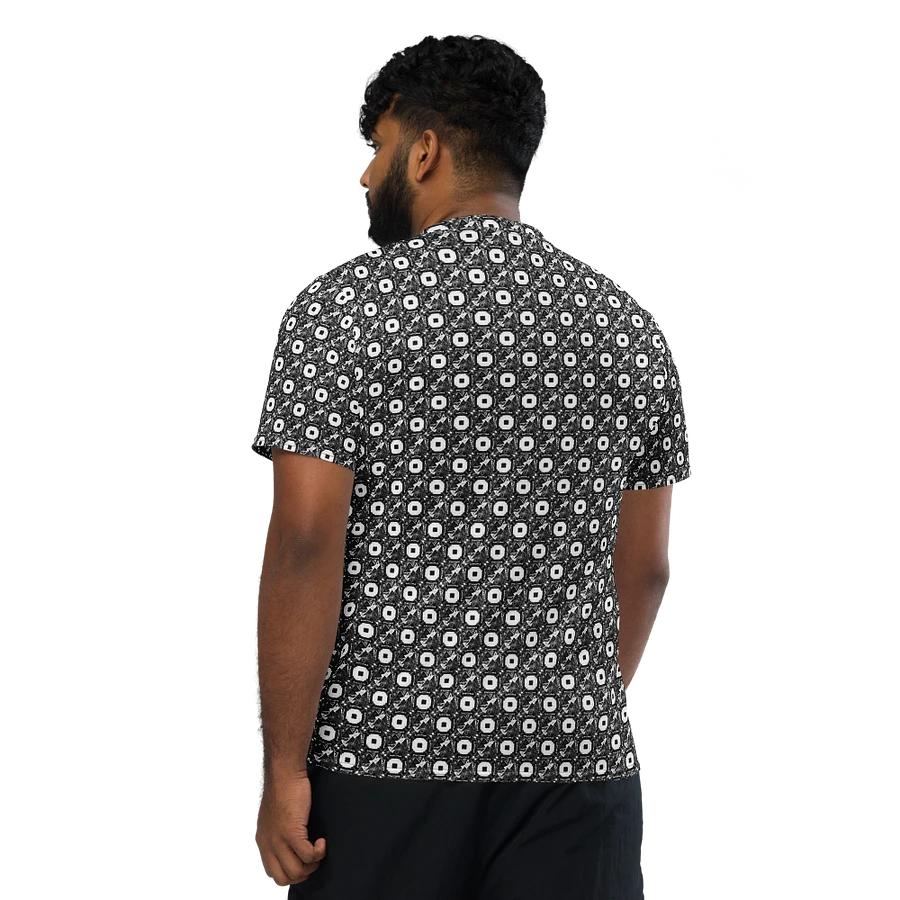 Abstract Black and White Triangles with Squares Unisex V Neck Sports Jersey product image (2)