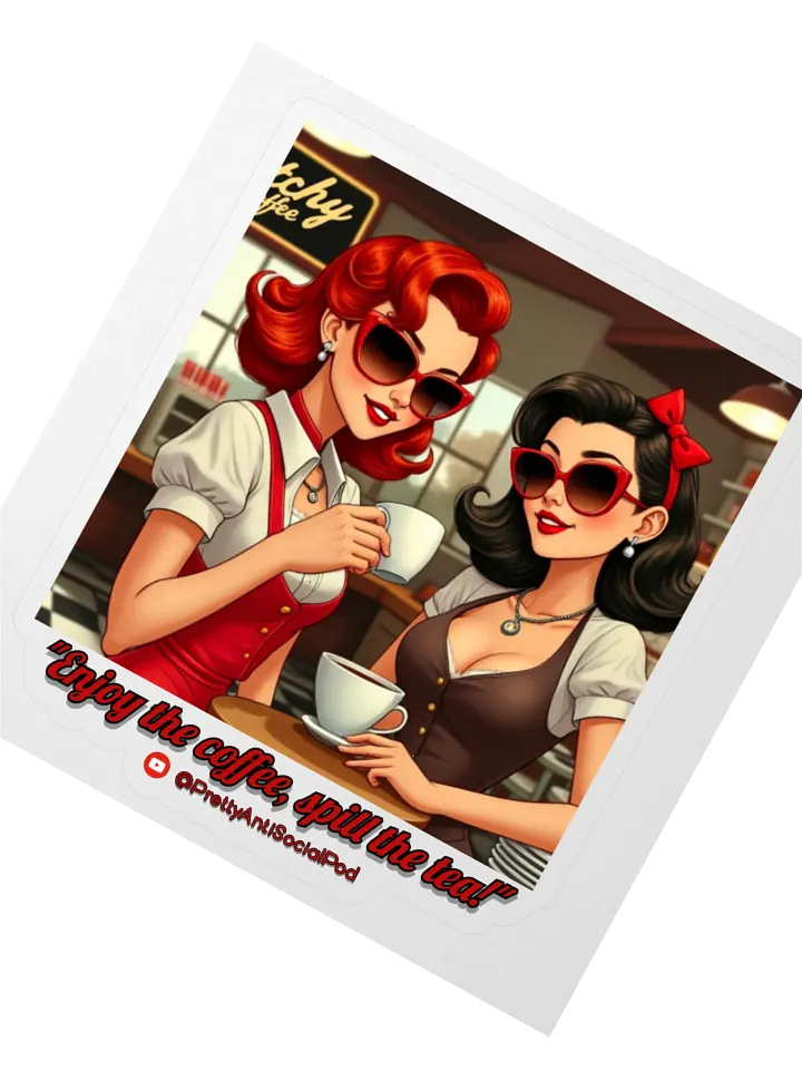 Bitchy Coffee Pretty AntiSocial Ladies Sticker (50s Style) product image (2)