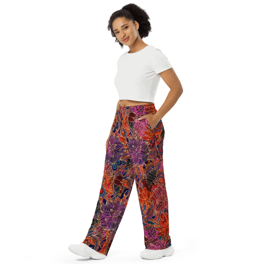 Golden Floral Wideleg Pants product image (4)