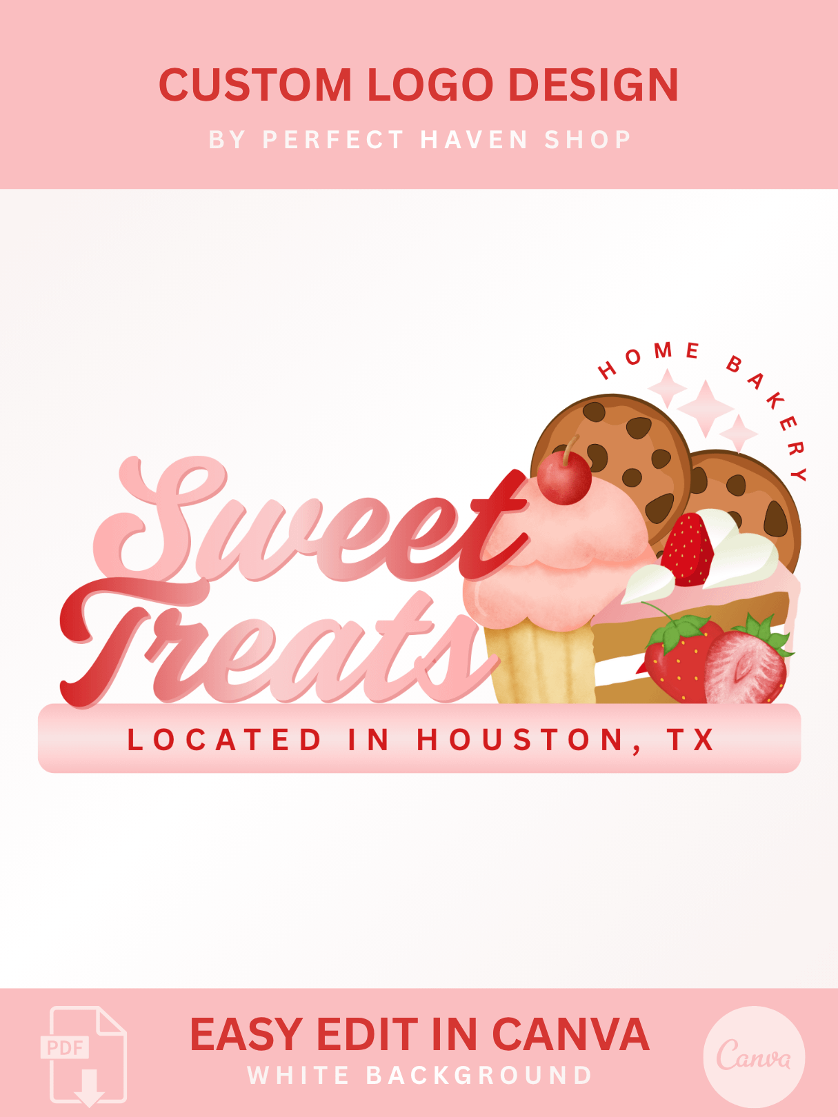 Logo Design - Sweet Treats Bakery - Digital Download - Edit in Canva product image (1)