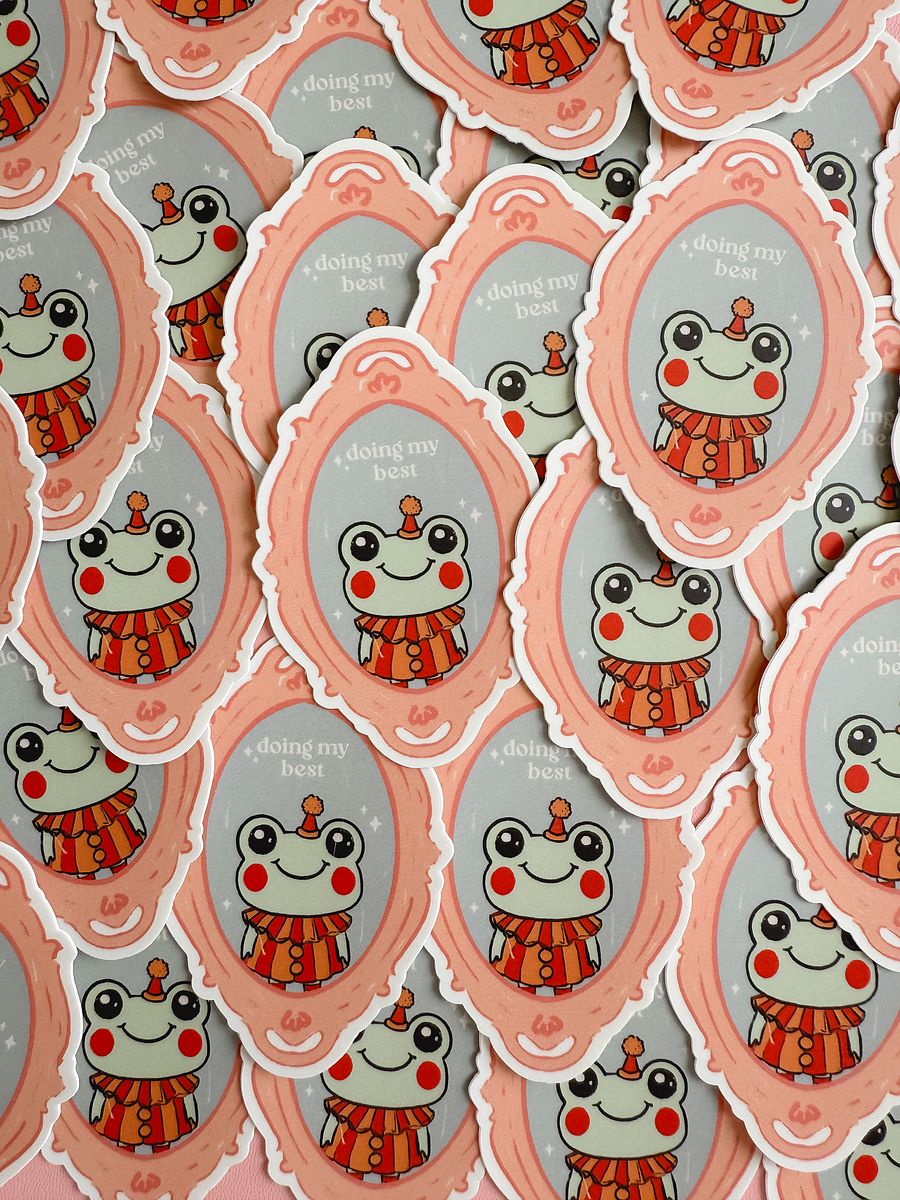 'Doing My Best' Clown Frog Sticker product image (2)