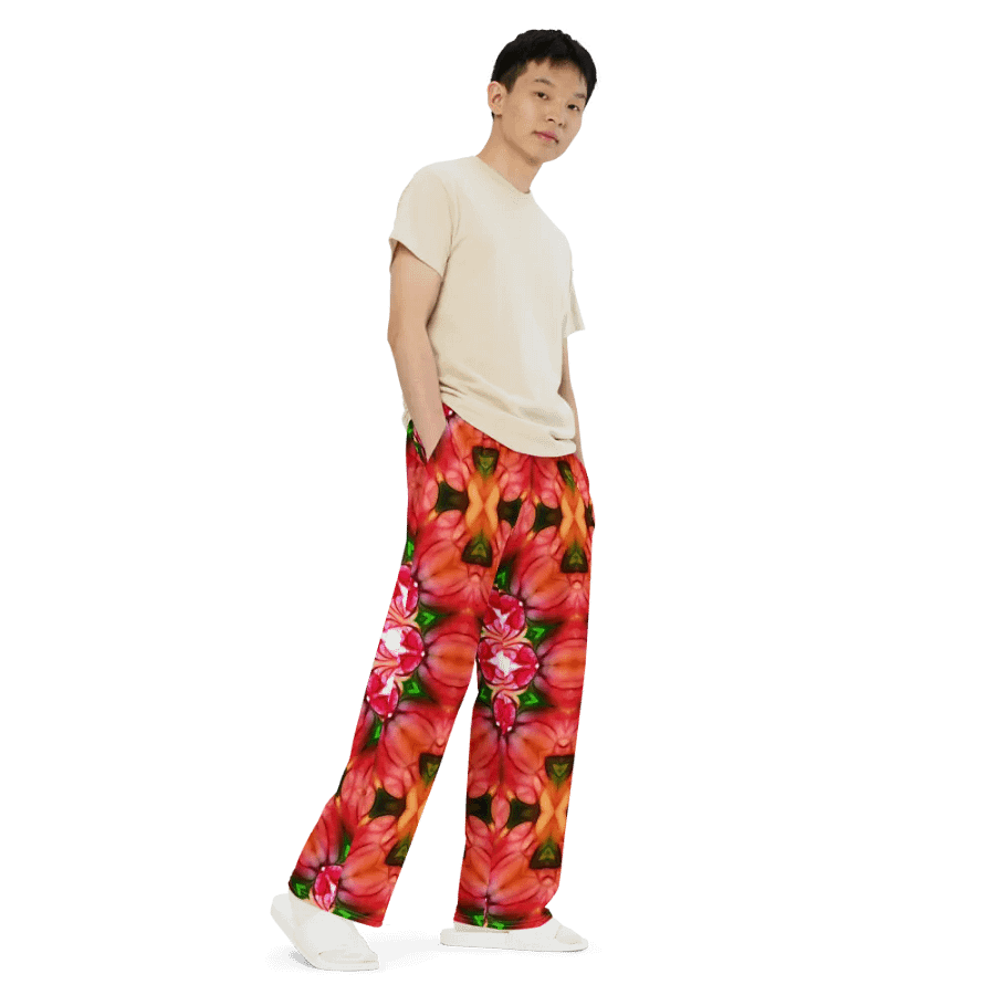 Peachy Flower Kaleidoscope Wideleg Pants product image (7)