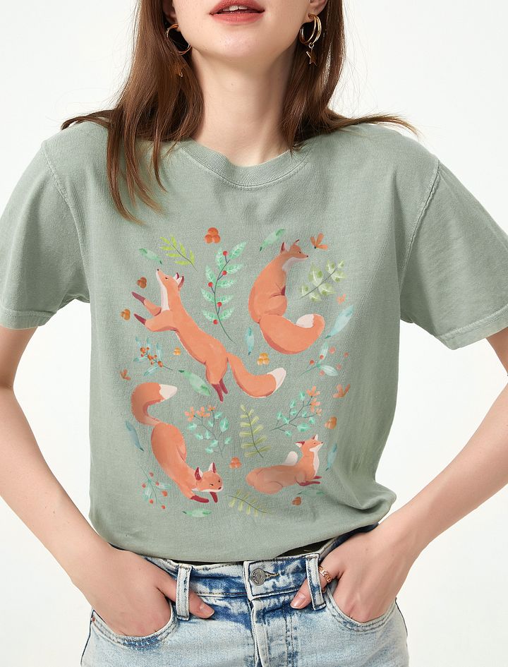 Cottagecore-Style Shirt of Watercolor Foxes | Cottagecore, Goblincore, and Forestcore-Inspired Fox T-Shirt product image (1)