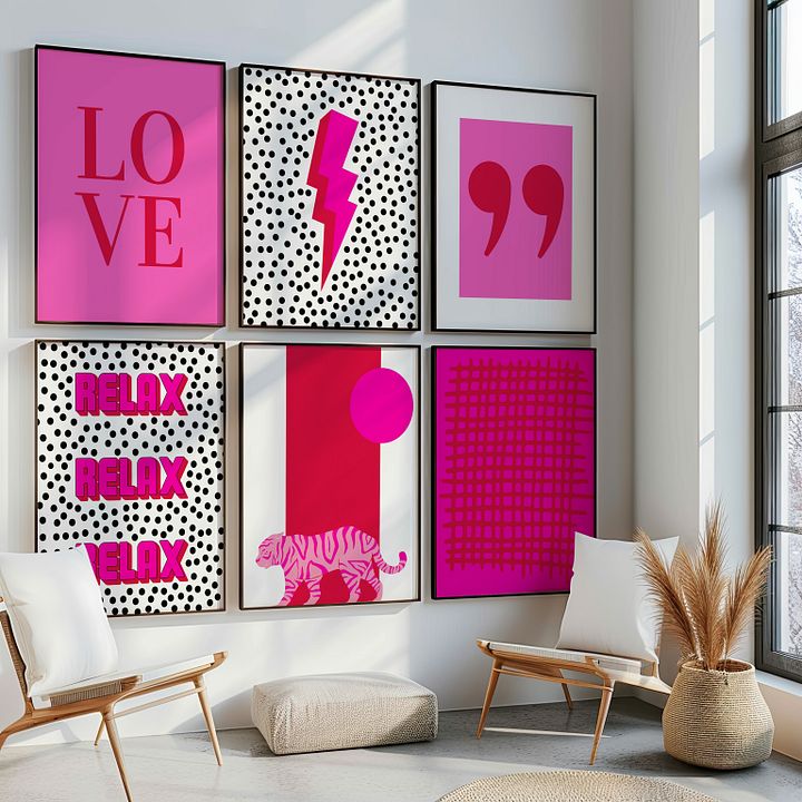 LOVE Pink Preppy Gallery Wall Set of 8 DIGITAL Prints product image (2)