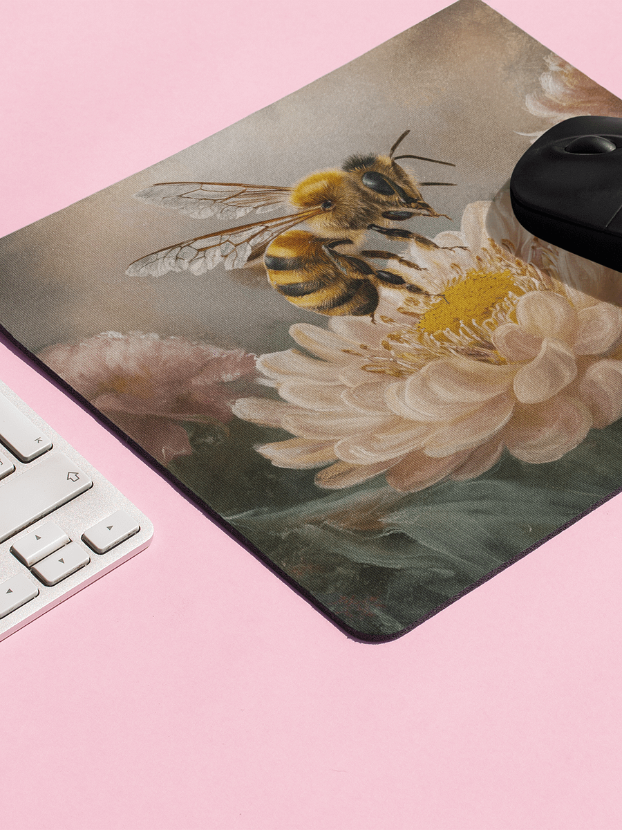 Bee in cream colored flower Mousepad product image (4)