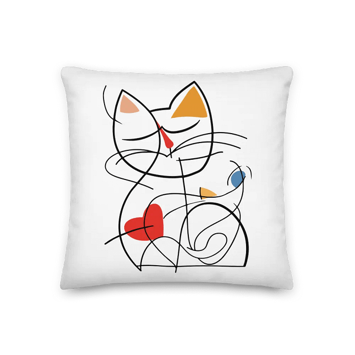 Minimal Cat Lover Illustration | Colorful Cat Line Art Cushion | Hand-Drawn | Pet Lovers Gift Idea product image (1)
