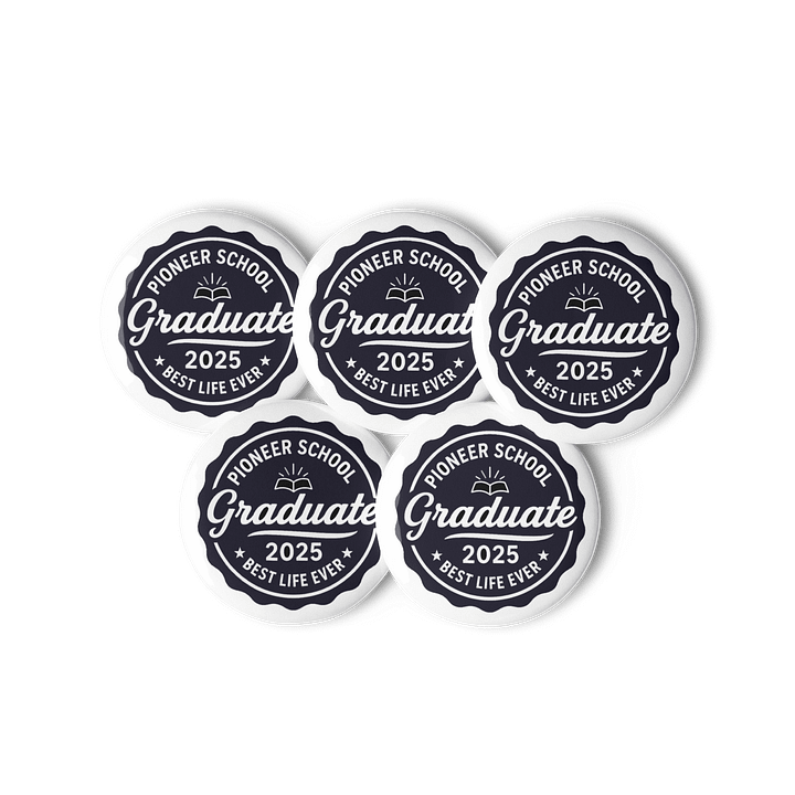 PIONEER SCHOOL GRADUATE 2025 | SET OF 5 RETRO PIN | NAVY/WHITE product image (1)
