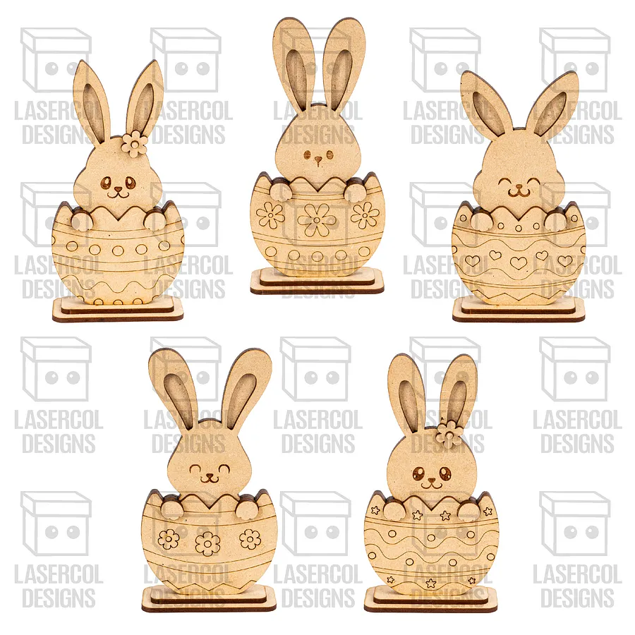 Easter Bunny Eggs Set (2 Sizes, 5 Styles) - Laser Cut Files product image (3)