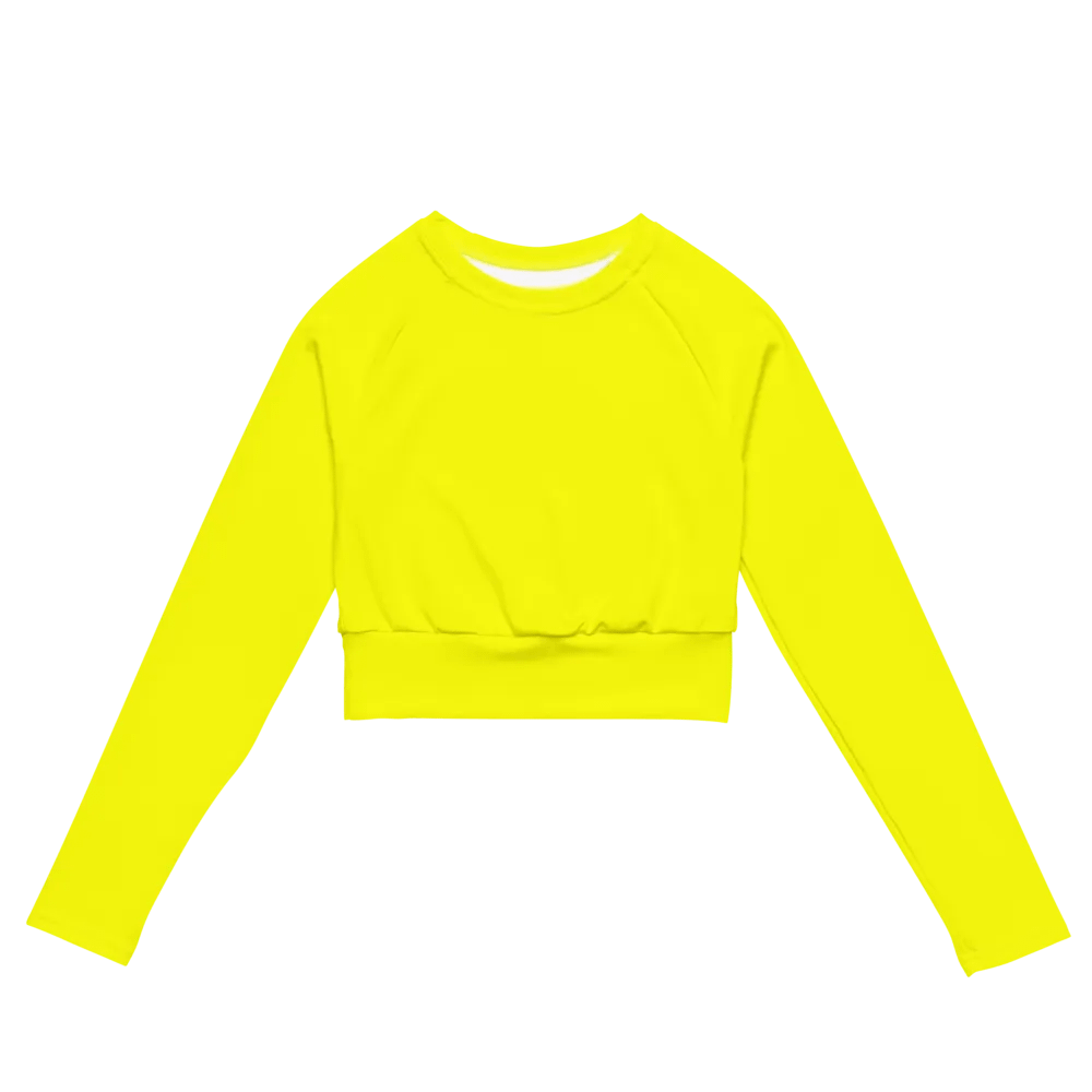 Plain Color Yellow Long Sleeve Crop Top product image (6)