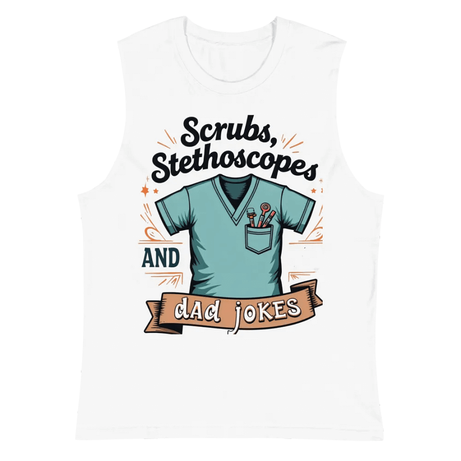 scrubs, stethoscope, and dad jokes, Muscle Tank product image (2)
