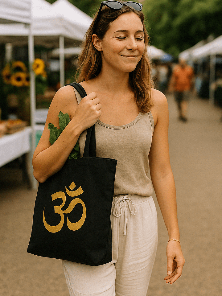 Om Symbol Tote Bag – Black | Minimalist Spiritual Tote for Yoga & Mindful Living product image (2)