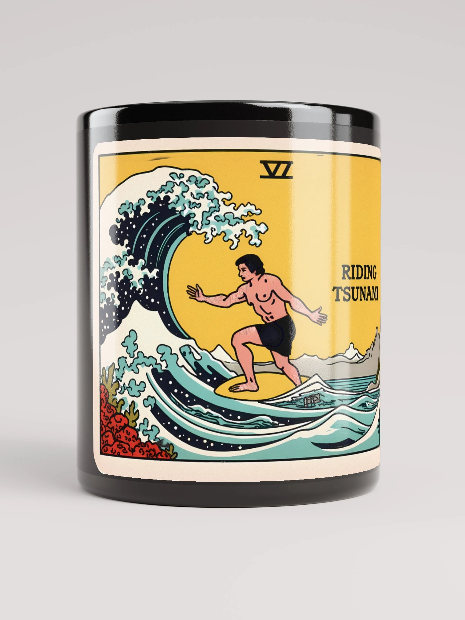 Vintage Tsunami Tarot Card Art Print Glossy Mug product image (9)