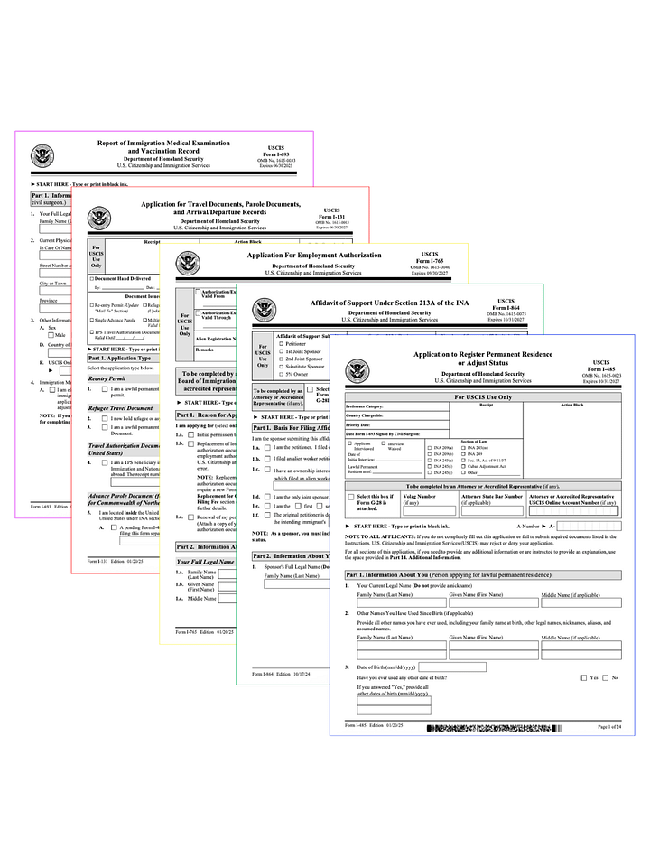 Fully Editable I-485 Adjustment of Status (Green Card) Forms Bundle product image (1)