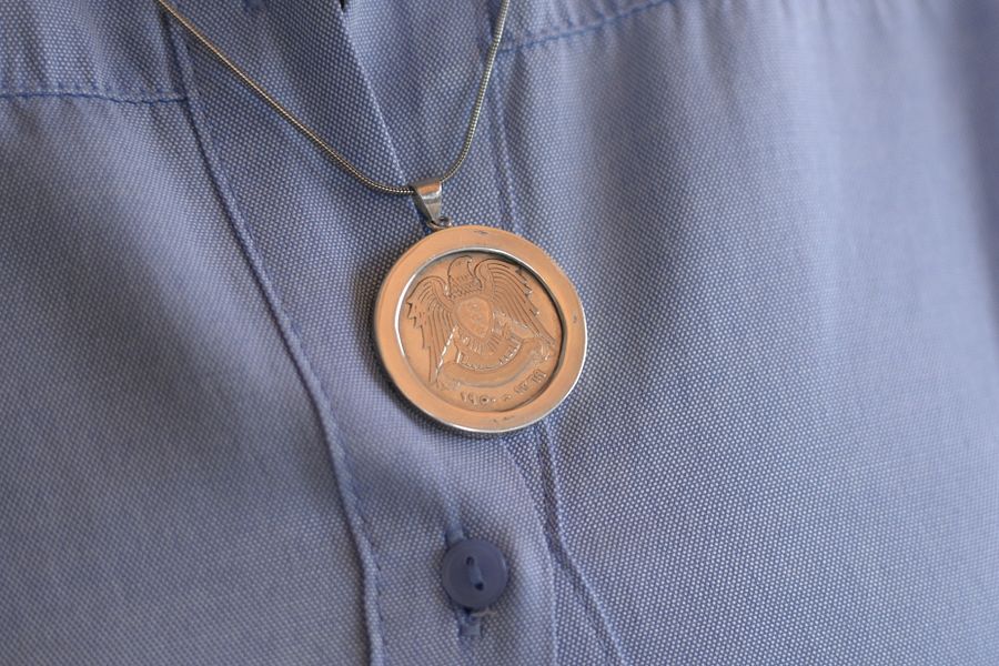طوق مشغول على الليرة السورية الفضية 1950 product image (3)