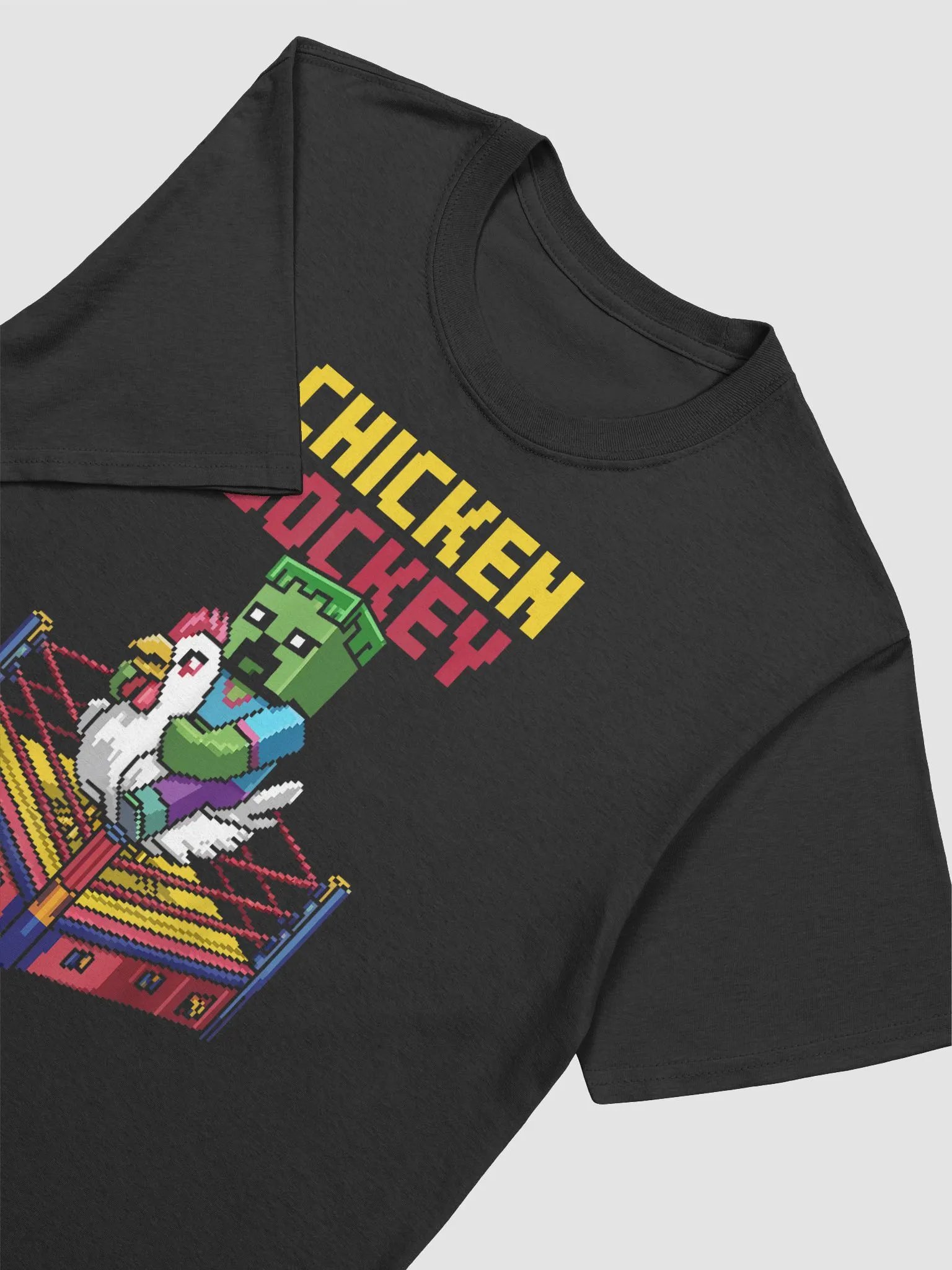 Chicken Jockey Pixel Zombie Wrestling Gamer Style Funny product image (11)