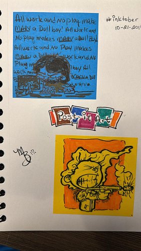 Post it art was fun. I’m
Doing the same thing now at Meta, the back of my monitor is getting covered with post it art.