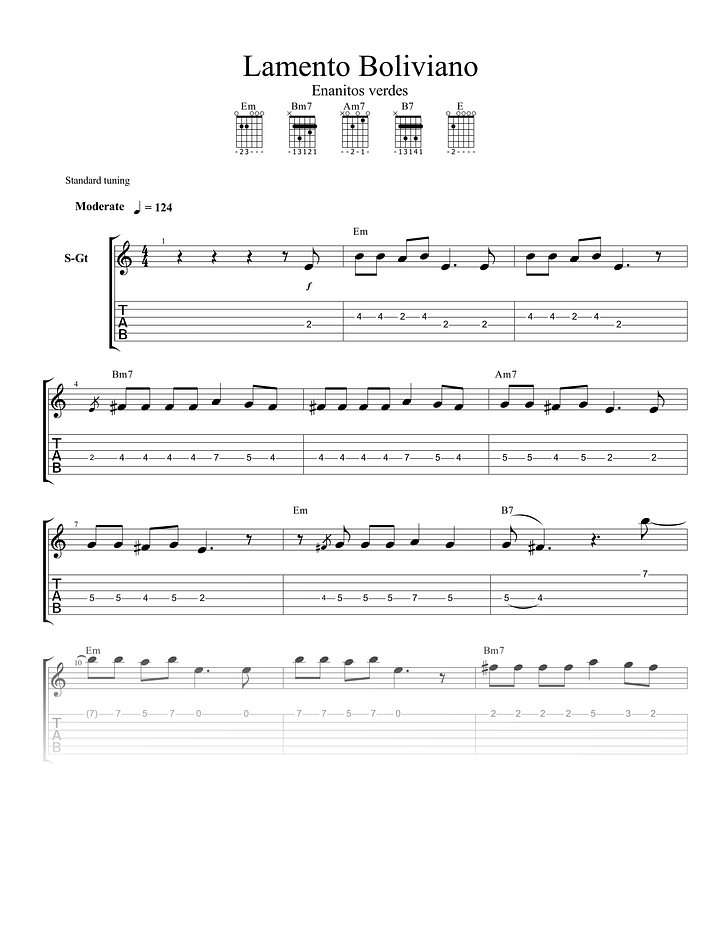Lamento boliviano - Partituras + Tabs + Acordes + Pista product image (1)