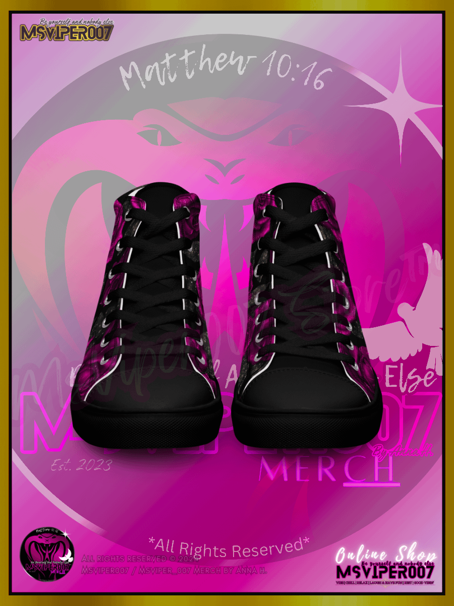 Shoes (High-Tops) - MsViper007's "Lady Gamers Are Awesome™ | [V3] (blk/velvet violent rose)" Womens Comfort High-Top Shoes by Anna H. product image (5)