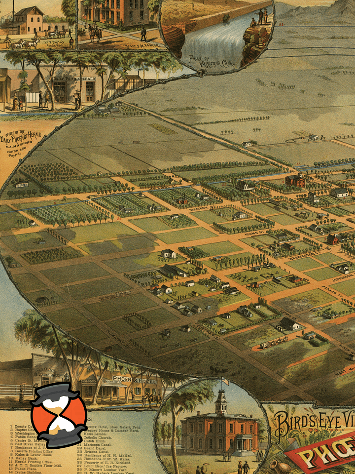 Phoenix Arizona 1885 Framed Poster Print – Hand-Drawn Historic City Map product image (2)
