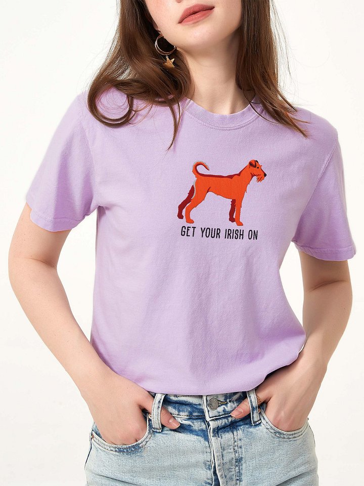 Get Your Irish On T-Shirt(Embroidered) of an Irish Terrier(Red) product image (2)