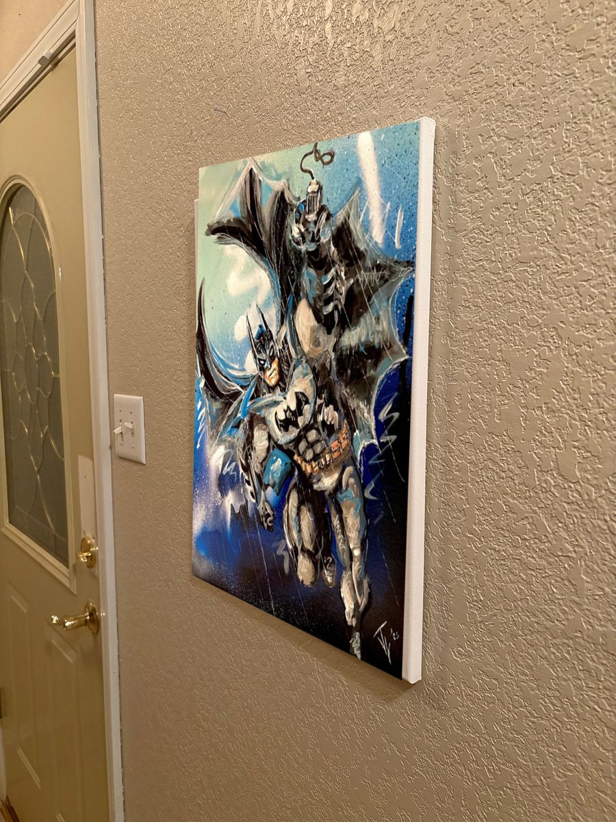 Canvas Prints of Bat Guy Grappling in the Rain product image (9)