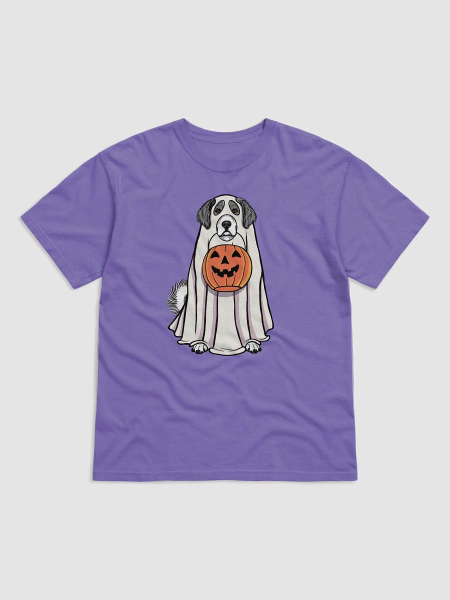 Funny Halloween Great Pyrenees(Gray) T-Shirt | Funny Pyr Wearing a Ghost Costume and Holding a Pumpkin Basket product image (27)