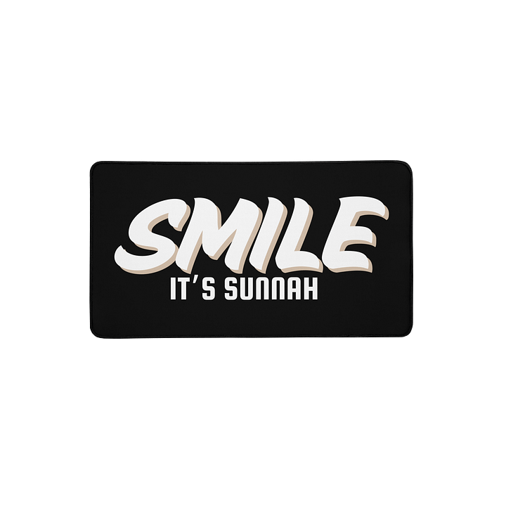 Black "Smile It's Sunnah" Desk Mat in White product image (2)