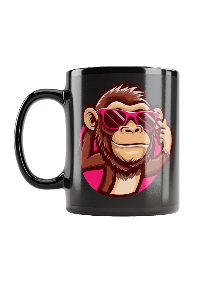 Playful Monkey Pink Sunglasses Black Coffee Mug product image (2)