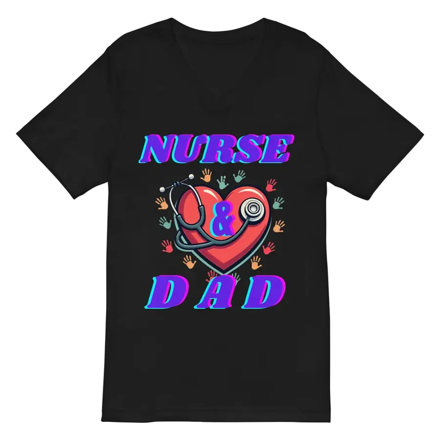 Nurse & Dad Heart Stethoscope v-neck Tee product image (2)