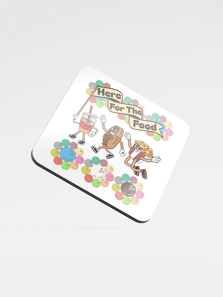 Here For The Food Bowling Foodie Friends Glossed Cork Coaster product image (1)
