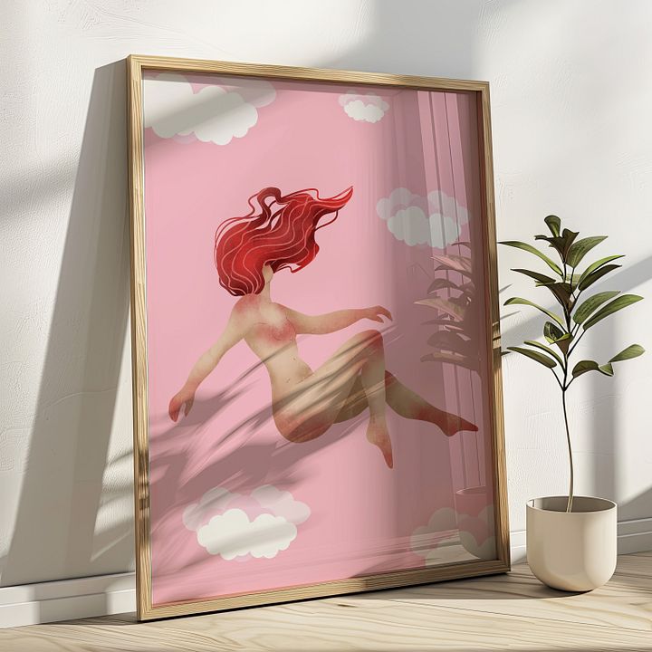 Floating in Pink Preppy Art Print product image (1)