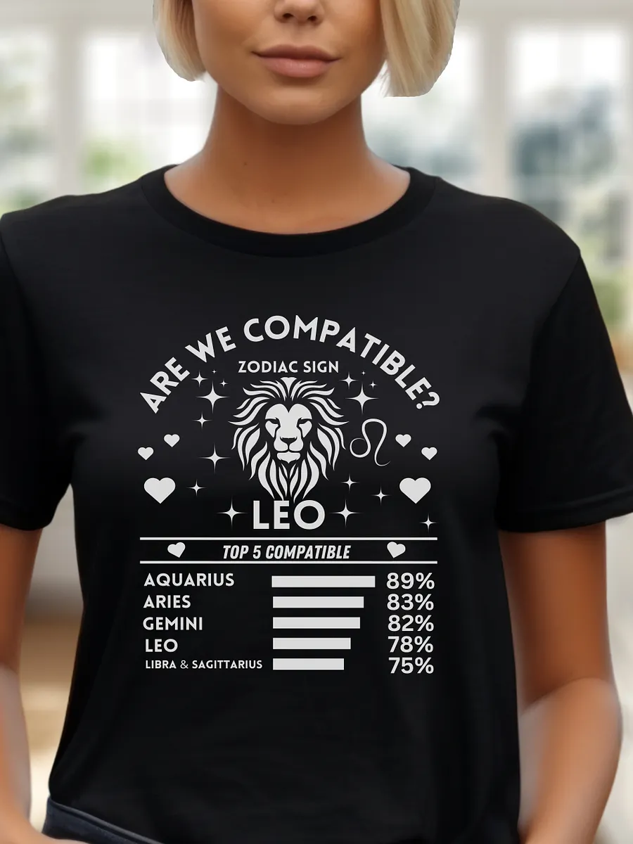 Leo Zodiac Sign Romantic Compatibility T-Shirt - Bella Canvas 3001 Unisex Staple T-Shirt - Dark Colors product image (1)