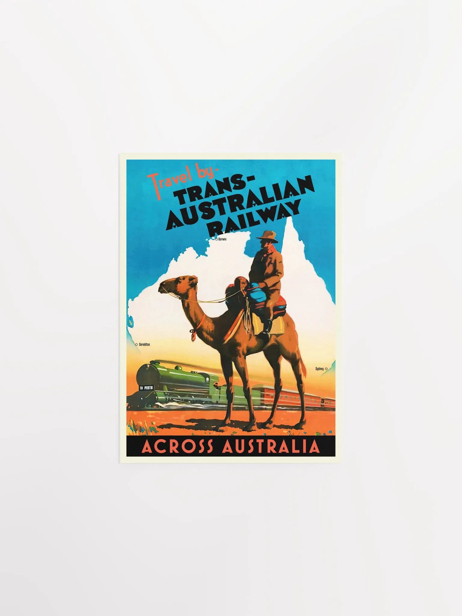 Travel by Trans-Australian Railway across Australia, 1933 — retro vintage travel poster product image (6)