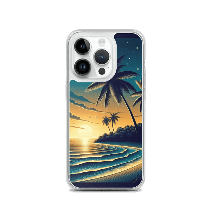 Tropical Sunset MagSafe® iPhone® Clear Case | AI Design beautiful beach scenery product image (3)