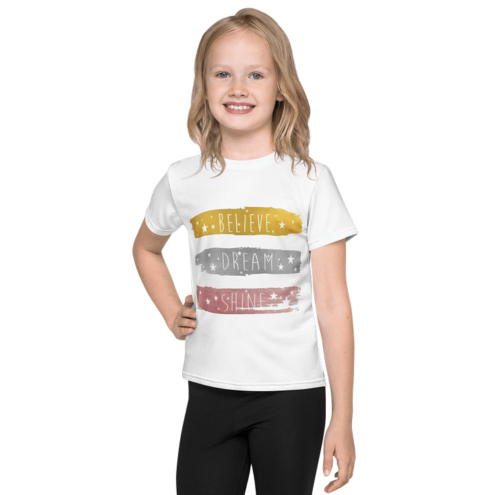 Kids Crew Neck T-Shirt All-Over Print Slogan Brush Paint product image (1)