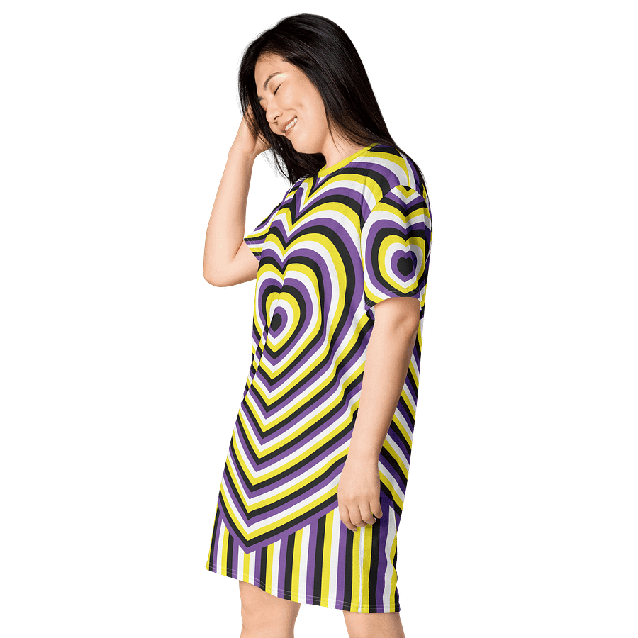 Non-binary Pride Hearts T-shirt Dress product image (3)