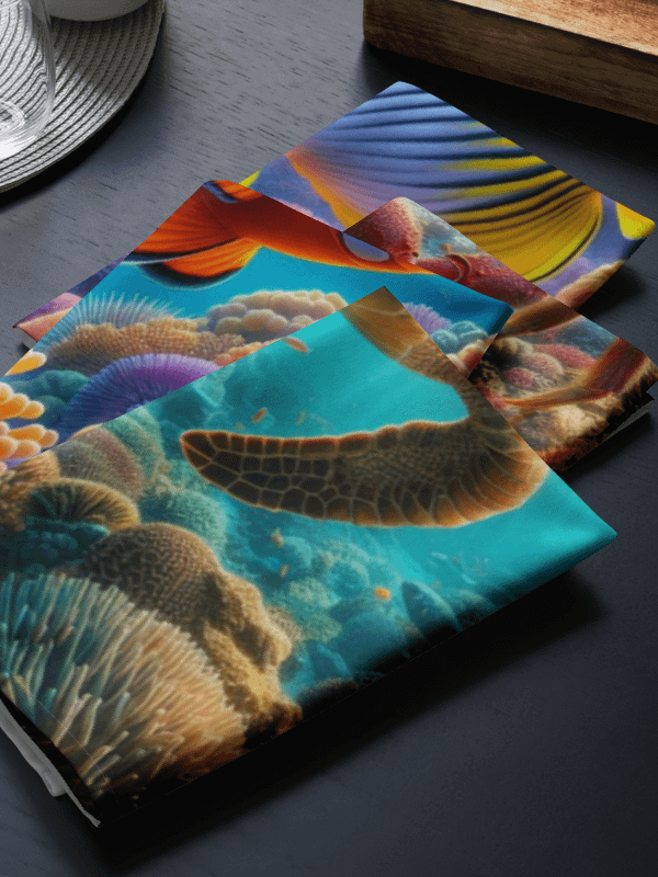 Reef Harmony Cloth Napkin Set | AI Design beautiful underwater life product image (5)