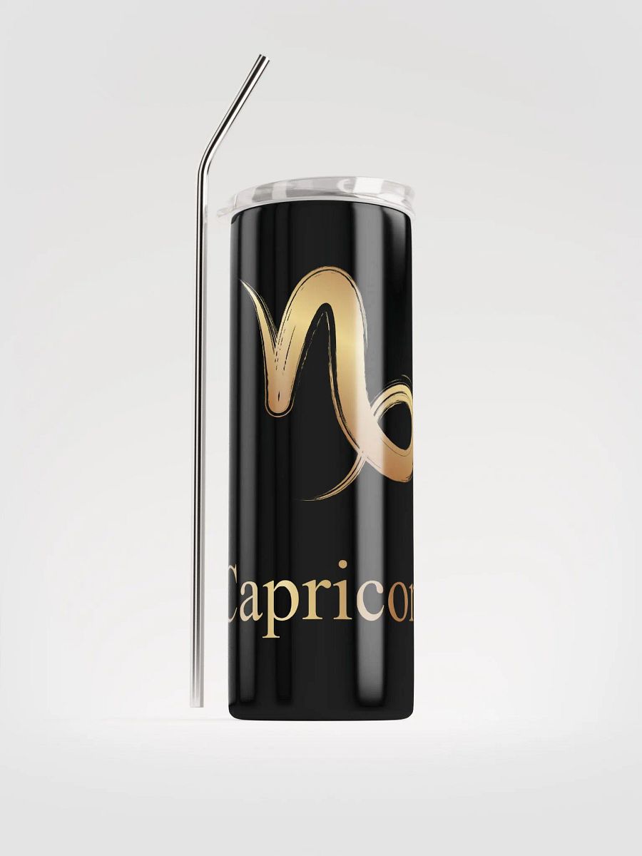 Golden Capricorn Stainless Steel Tumbler: Celestial Elegance in Every Sip! product image (1)