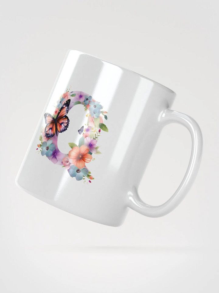 Letter Q Monogram Floral Fantasy White Glossy Mug product image (5)