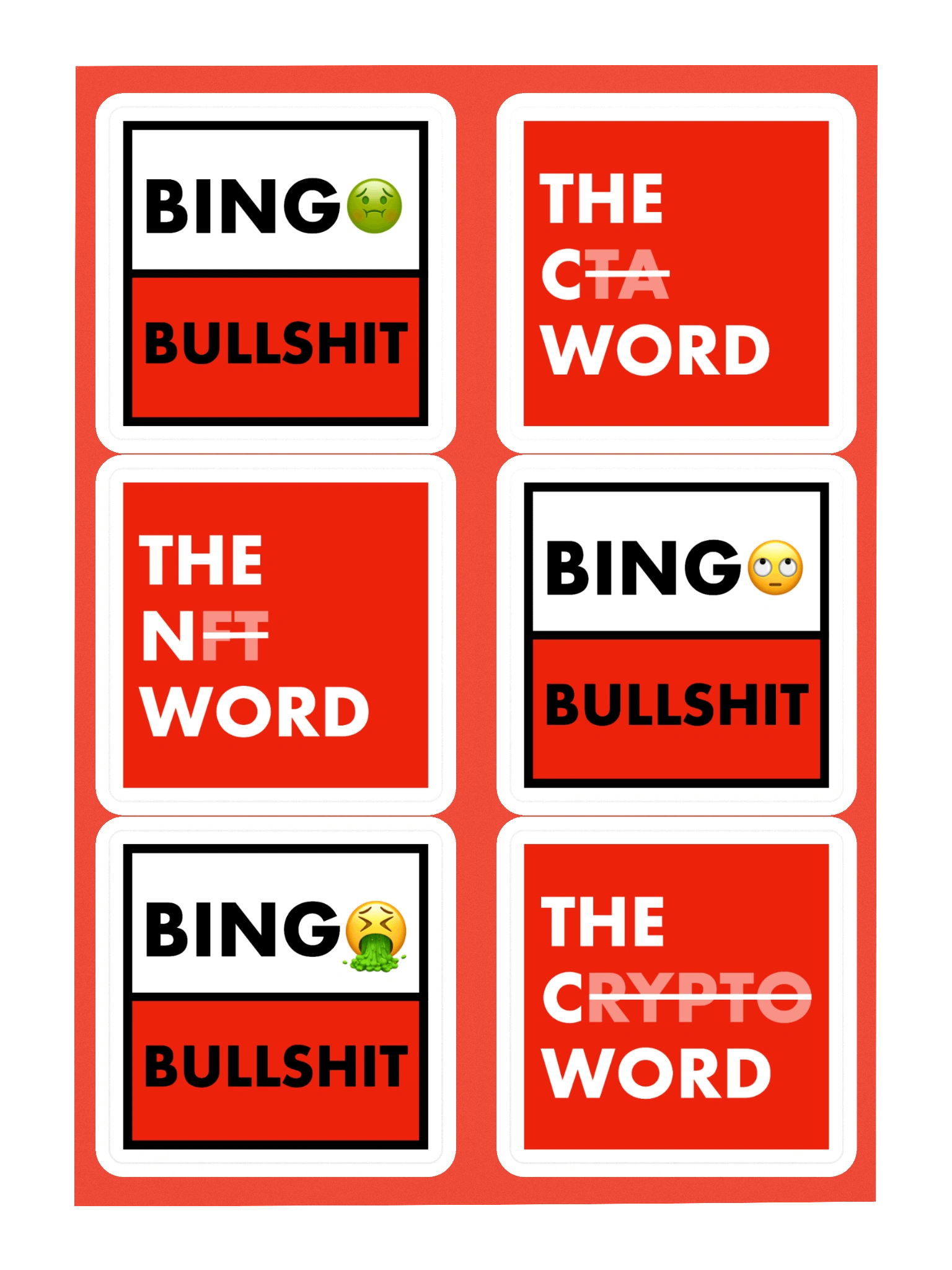6 stickers BINGO BULLSHIT • planche A5 product image (3)