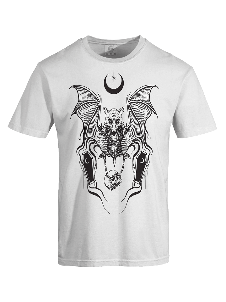White Gothic Bat and Skull Comfort Tee product image (1)