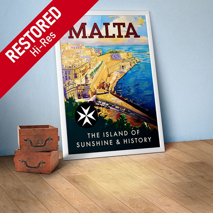 Malta, Valletta, 1950 — retro travel poster, vintage travel art, retro travel wall art, retro travel decor product image (1)